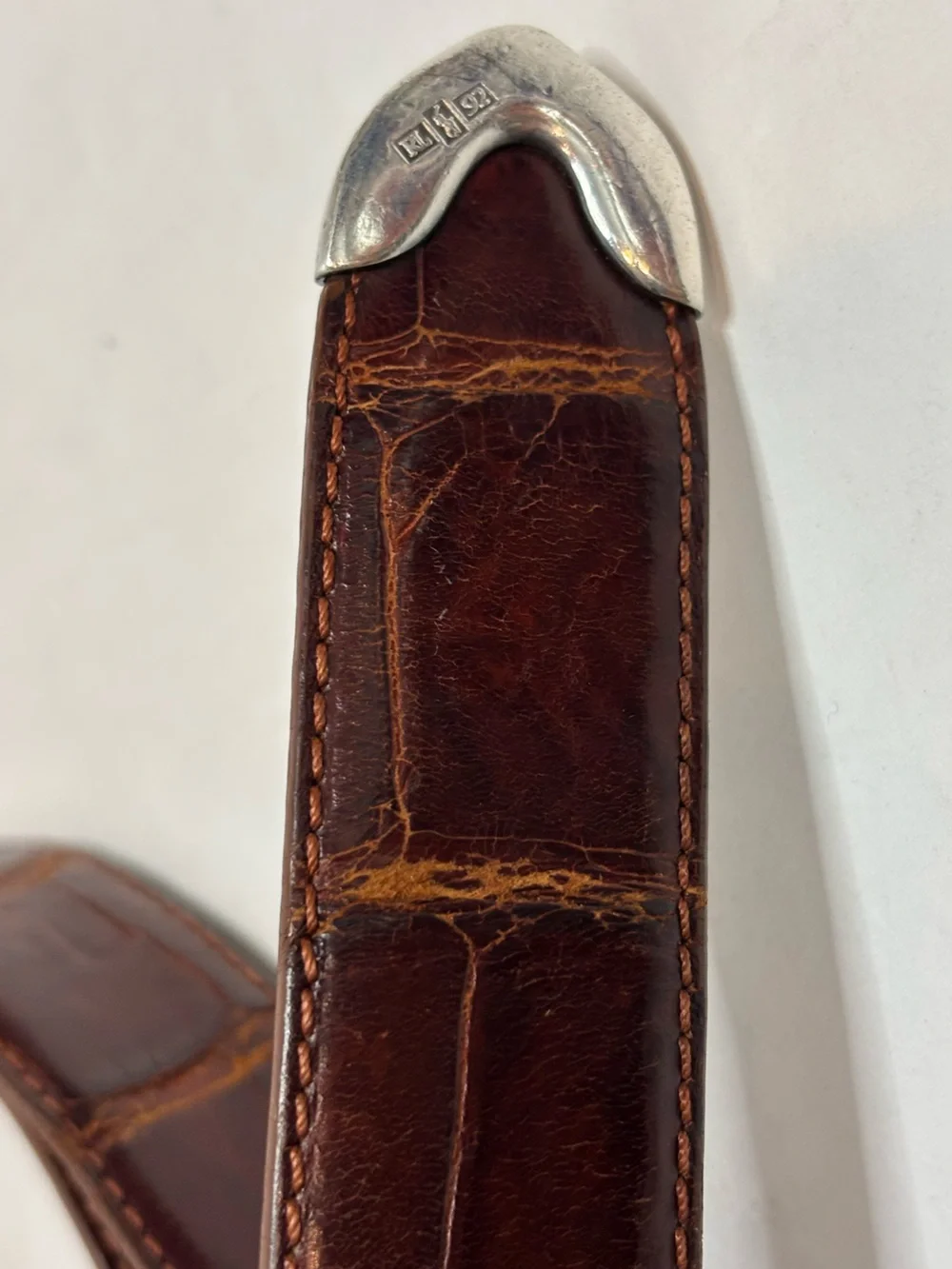 Polo Ralph Lauren Vintage Genuine American Alligator Silver Buckle Belt 36